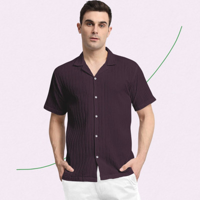 A Surhi Men Self Design Casual Purple Shirt