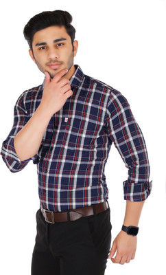 Trending Ayansh Men Solid Casual Dark Blue, Red, White Shirt
