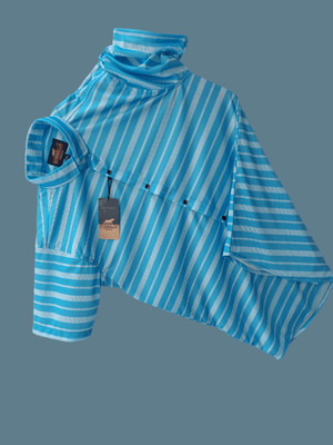 SYSBELLA FASHION Men Striped Casual Blue Shirt