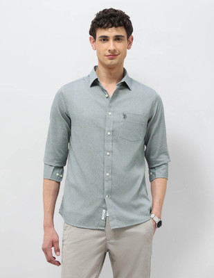 U.S. POLO ASSN. Men Printed Casual Grey Shirt