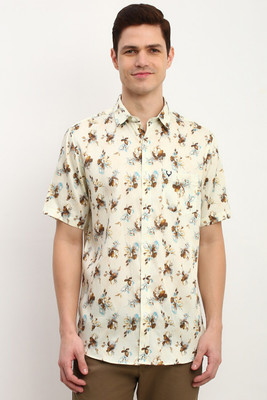 Allen Solly Men Printed Casual Cream Shirt