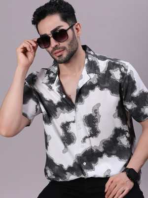 LIMEROAD Men Printed Casual White, Black Shirt