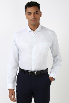 PETER ENGLAND Men Checkered Formal White Shirt