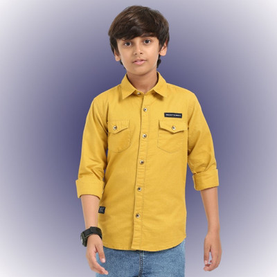 ROCKET SCIENCE Boys Solid Casual Yellow Shirt