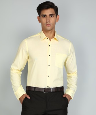 ARROW Men Solid Formal Yellow Shirt