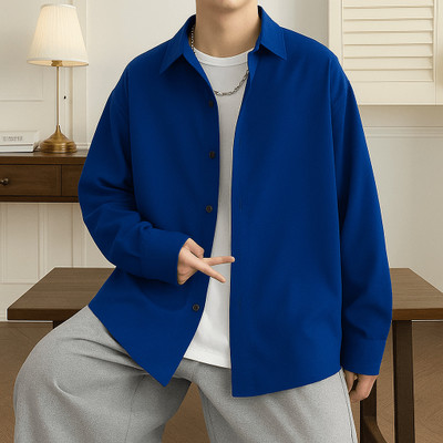 Asta Moda Men Self Design Casual Blue Shirt