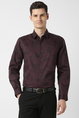 PETER ENGLAND Men Printed Formal Maroon Shirt