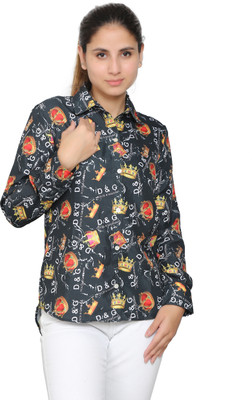 Divinelove Women Printed, Graphic Print Casual Multicolor Shirt