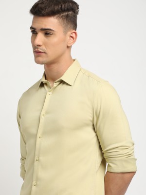 THE BEAR HOUSE Men Solid Casual Yellow Shirt