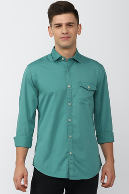 PETER ENGLAND Men Solid Casual Green Shirt