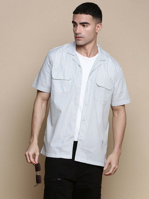 INVICTUS Men Striped Casual Grey Shirt