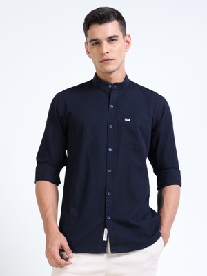 U.S. Pitchers Men Solid Casual Blue Shirt