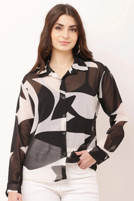 IK Fashion Women Printed Casual Black Shirt