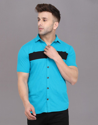 Lawful Casual Men Solid Casual Light Blue Shirt