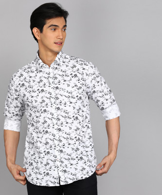 Raymond Men Floral Print Casual Black Shirt
