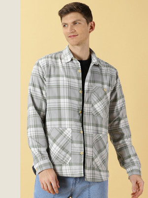 THOMAS SCOTT Men Checkered Casual Green Shirt