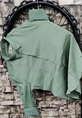 Black Deer Men Solid Casual Light Green Shirt