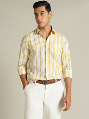 Dockers Men Striped Casual Yellow Shirt