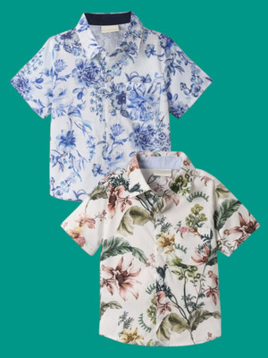 KILLER Boys Printed Casual Dark Green Shirt(Pack of 2)