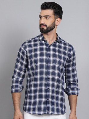 METRONAUT Men Checkered Casual Blue Shirt