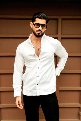 Aarvi trends Men Solid Casual White Shirt