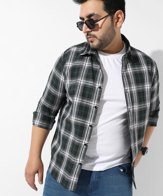 Instafab Plus Men Solid Casual Green Shirt