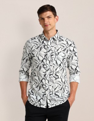 U.S. POLO ASSN. Men Printed Casual White Shirt