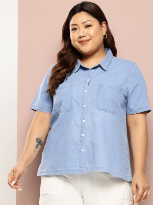 Sztori Women Solid Casual Blue Shirt