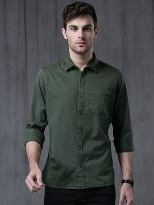 WROGN Men Self Design Casual Green Shirt