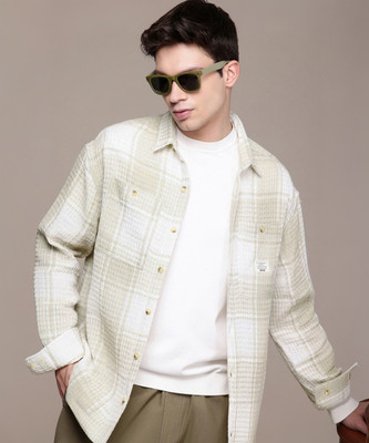 WROGN Men Self Design Casual White Shirt