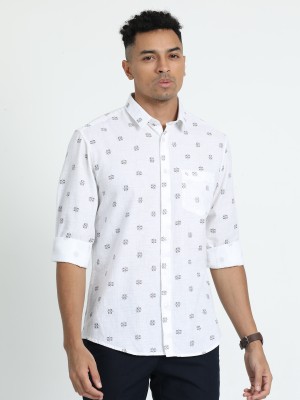 Classic Polo Men Printed Casual White, Black Shirt