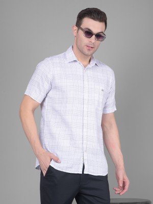 CRIMSOUNE CLUB Men Checkered Casual White, Grey Shirt