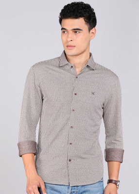 KILLER Men Striped Casual Brown Shirt