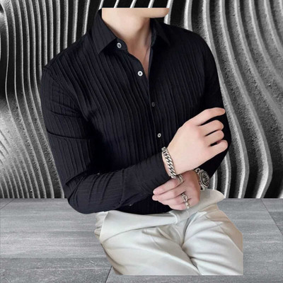 SHIVAY FASHIONS Men Self Design Casual Black Shirt