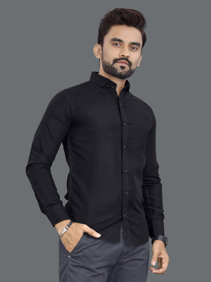 KR Enterprises Men Self Design Casual Blue Shirt