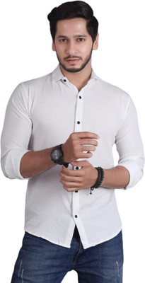 JEEVAANI Men Solid Casual White Shirt