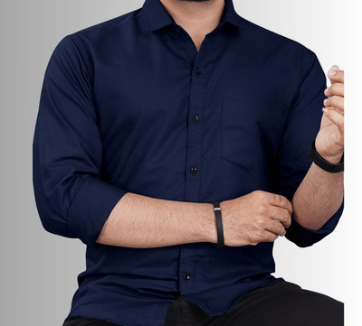 CLOSWIF CREATIONS Men Solid Casual Dark Blue Shirt