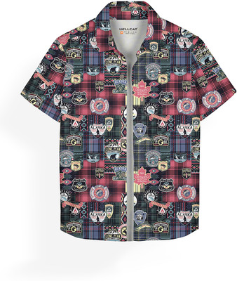 Hellcat Boys Printed Casual Green Shirt