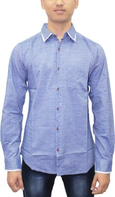 KUONS AVENUE Men Self Design Casual Dark Blue Shirt