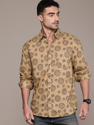 Roadster Men Printed Casual Brown Shirt