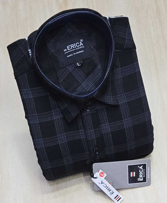 Erica Men Checkered Casual Black Shirt