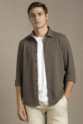 LOUIS PHILIPPE Men Self Design Casual Brown Shirt