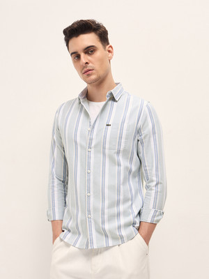 THE BEAR HOUSE Men Striped Casual Green, Beige Shirt