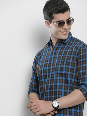 The Indian Garage Co. Men Checkered Casual Beige Shirt