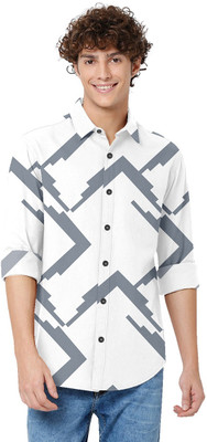 HEMAS LIFESTYLE Men Printed Casual White Shirt