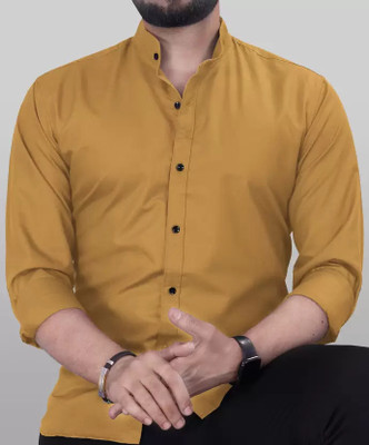 GLOBAL NOMAD Men Solid Casual Yellow Shirt