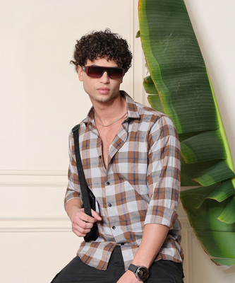 METRONAUT Men Solid Casual Brown Shirt