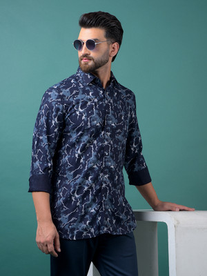 CRIMSOUNE CLUB Men Printed Casual Blue Shirt