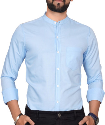 Tyzlo Men Solid Casual Light Blue Shirt