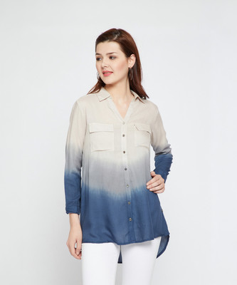 CAMLA Women Dyed/Ombre Casual White Shirt